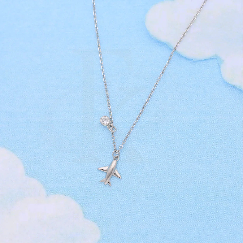 Classic Gold Necklace For Evening Wear-Sterling Silver 925 AirPlane Charm Necklace - FKJNKLSL8585