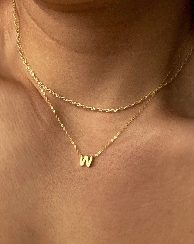 Sparkling Gold Necklace For Bridesmaids-W - Alphabet Necklace