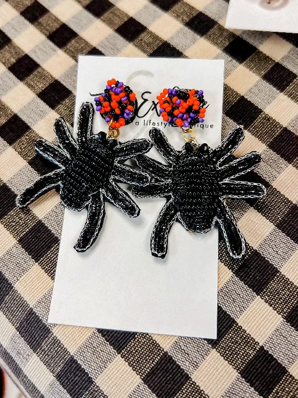 Personalized Crystal Earrings For Weddings-Halloween Spider Earrings