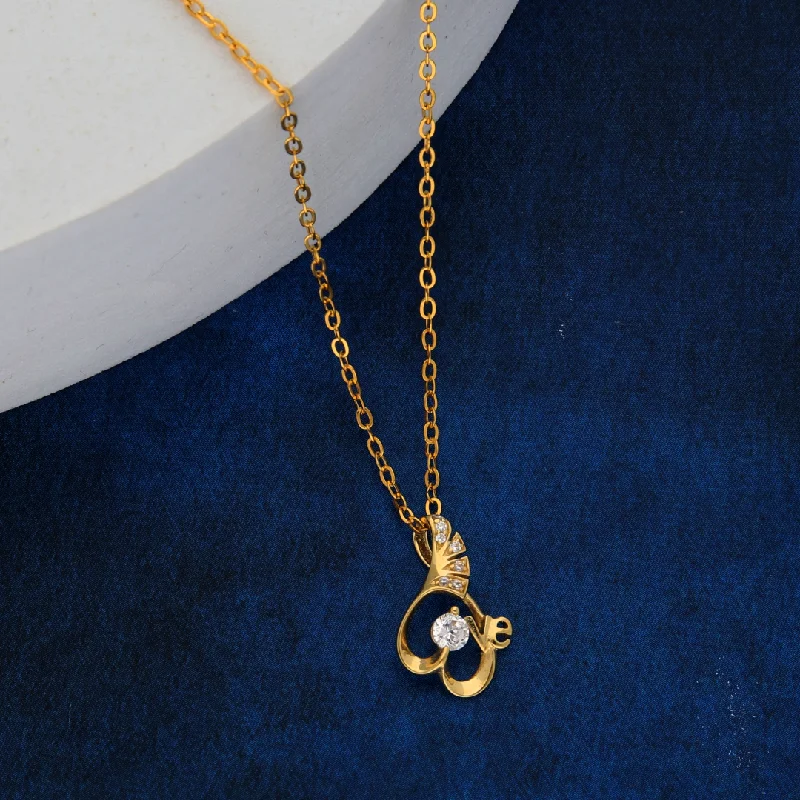 Handmade Pearl Necklace For Bridesmaids-Gold Necklace (Chain with Stylish Heart Pendant) 18KT - FKJNKL18K9172