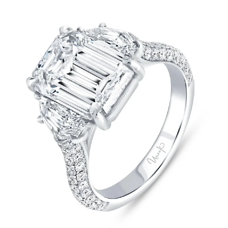 Classic Rose Gold Wedding Bands For Bridesmaids-Uneek Signature Collection 3-Sided Emerald Cut Diamond Engagement Ring