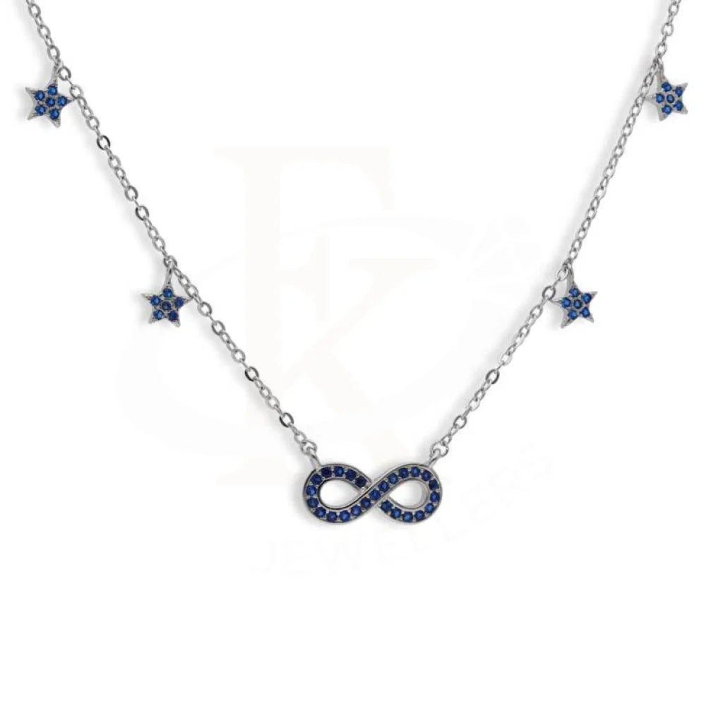 Classic Crystal Necklace For Special Occasions-Sterling Silver 925 Infinity and Stars Shaped Necklace - FKJNKLSL2969