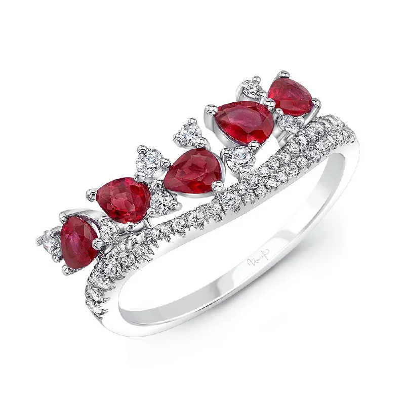 Elegant Custom Wedding Rings For Brides-Uneek Precious Collection Round Ruby Fashion Ring