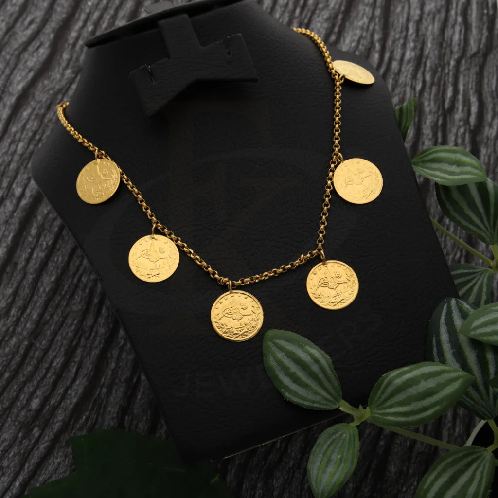 Simple Crystal Necklace For Daily Style-Gold Hanging Coin Necklace 21KT - FKJNKL21K7741