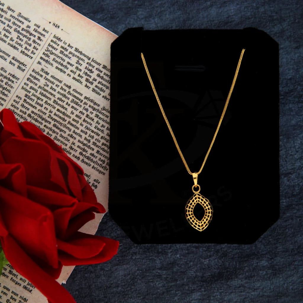 Personalized Name Necklace For Fashion Lovers-Gold Necklace (Chain with Marquise Shaped Pendant) 21KT - FKJNKL21KM8423