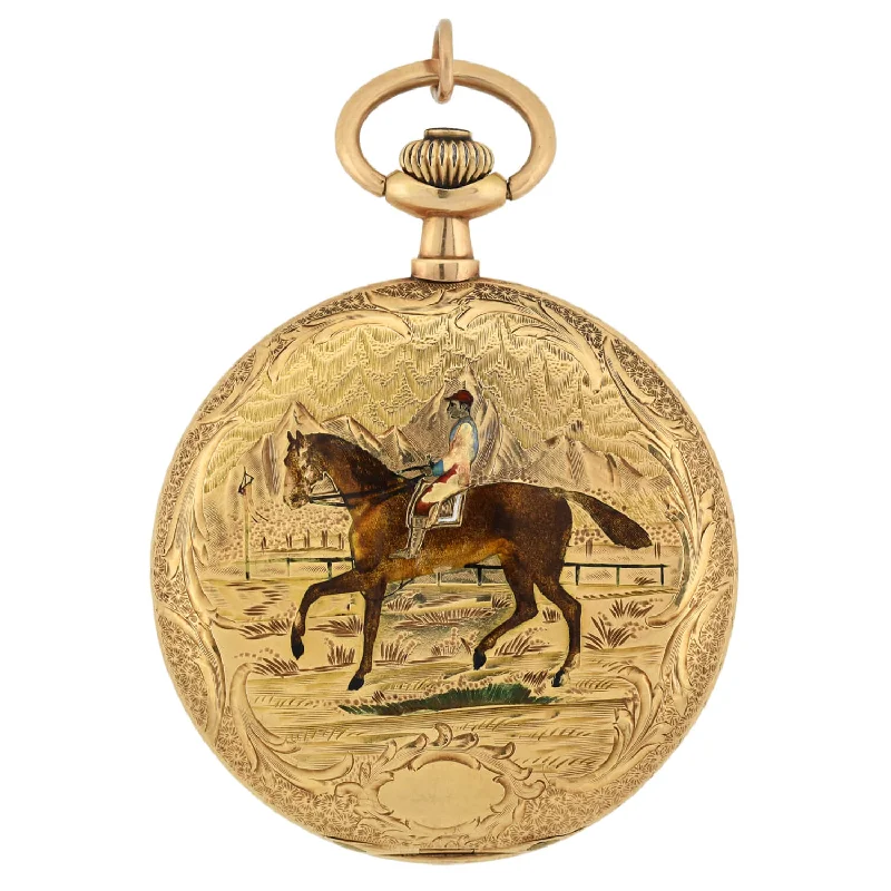 Men’s Watches With Bold Faces-LOUIS AUDEMARS & CIE Rare Victorian 14kt Hunter Case Enamel Pocket Watch