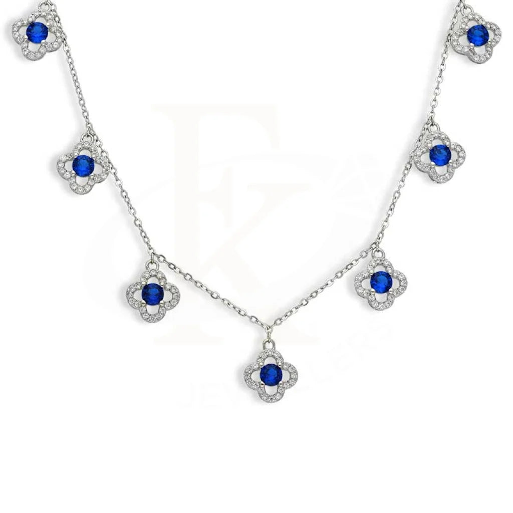 Classic Gold Necklace For Weddings-Sterling Silver 925 Flowers Shaped Necklace - FKJNKLSL3015