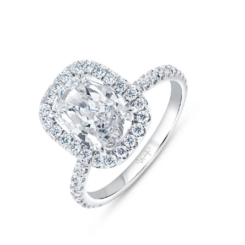 Classic Engagement Rings With Diamond Accents-Uneek Signature Collection Halo Cushion Cut Diamond Engagement Ring