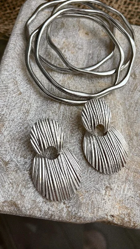 Silver Earrings For Bridesmaid Jewelry-Samera Statement Dangle Earring - Silver