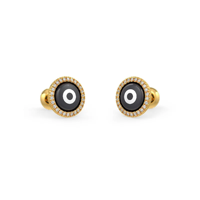 Luxury Earrings For Special Events-Black Evil Eye Diamond Earrings