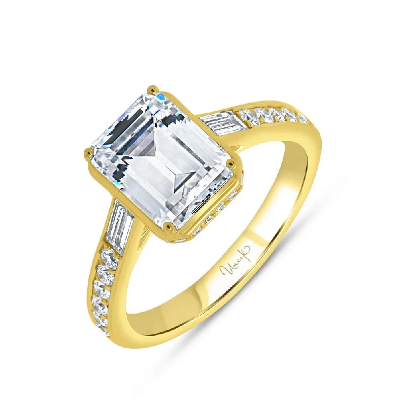 Classic Solitaire Engagement Rings For Brides-Uneek Alexandria Collection Bezel Emerald Cut Engagement Ring