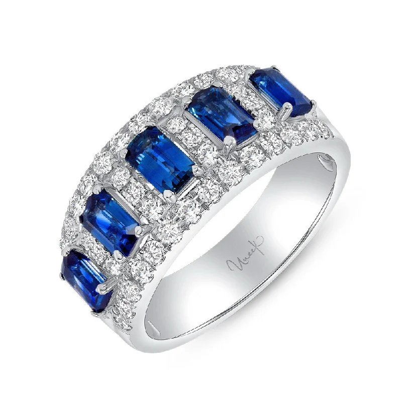 Simple Titanium Engagement Rings For Special Occasions-Uneek Precious Collection Emerald Cut Blue Sapphire Fashion Ring