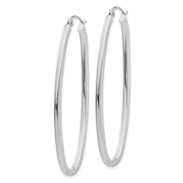 Custom Beaded Earrings For Wedding Day-14k White Gold Large Oval Hoop Earrings