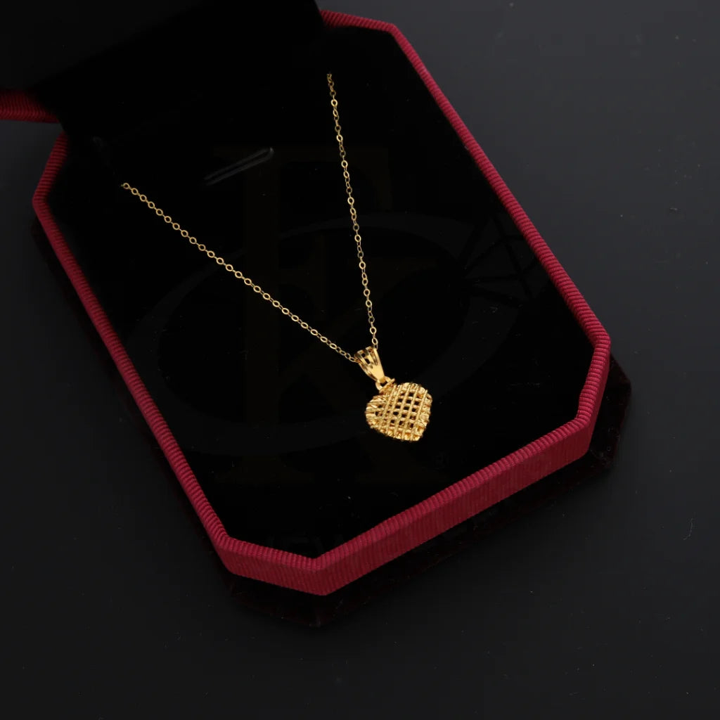 Personalized Gold Bar Necklace For Fashionable Gifts-Gold Necklace (Chain with Heart Pendant) 21KT - FKJNKL21KM8675