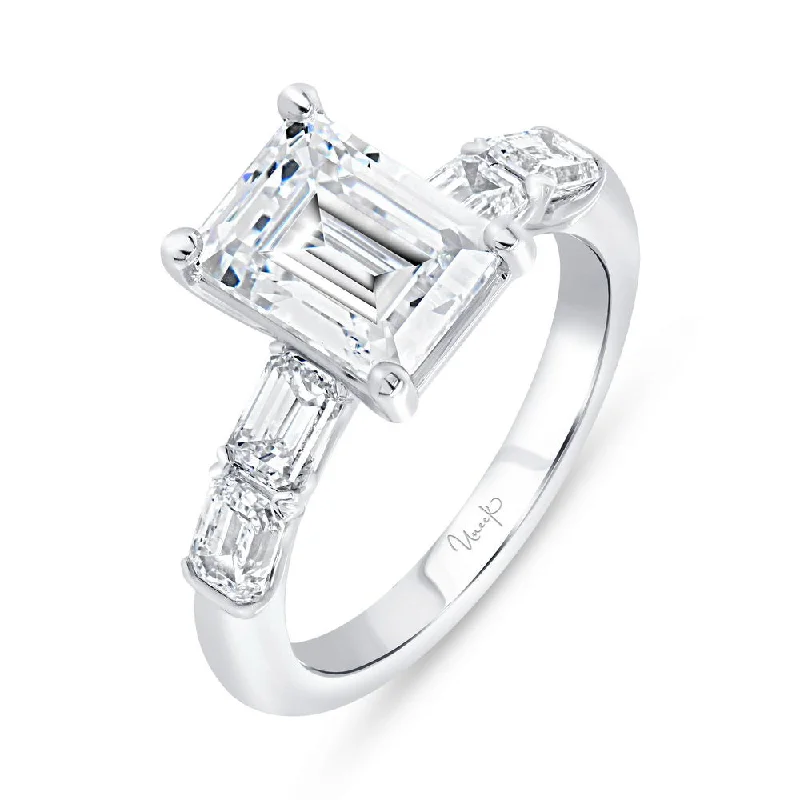 Custom Diamond Rings For Wedding Day-Uneek Timeless Collection Straight Emerald Cut Engagement Ring