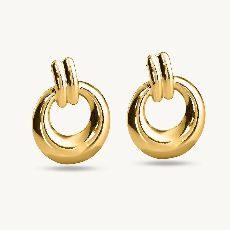 Elegant Long Earrings For Formal Events-Grooved Gold Hoop Earrings