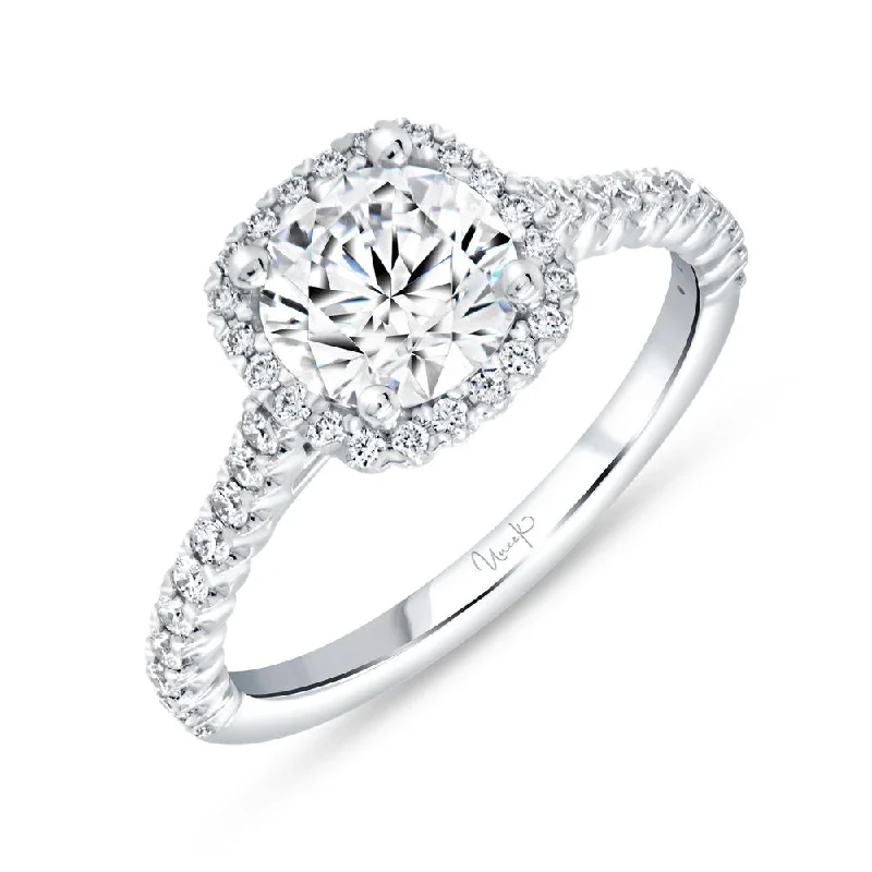 Simple Custom Engagement Rings For Bridesmaids-Uneek Timeless Collection Halo Engagement Ring