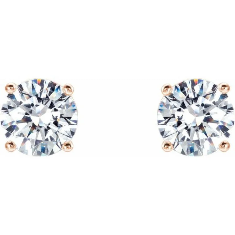 Chic Drop Earrings For Night Out-14K Rose 3/4 CTW Lab-Grown Diamond 4-Prong Stud Earrings