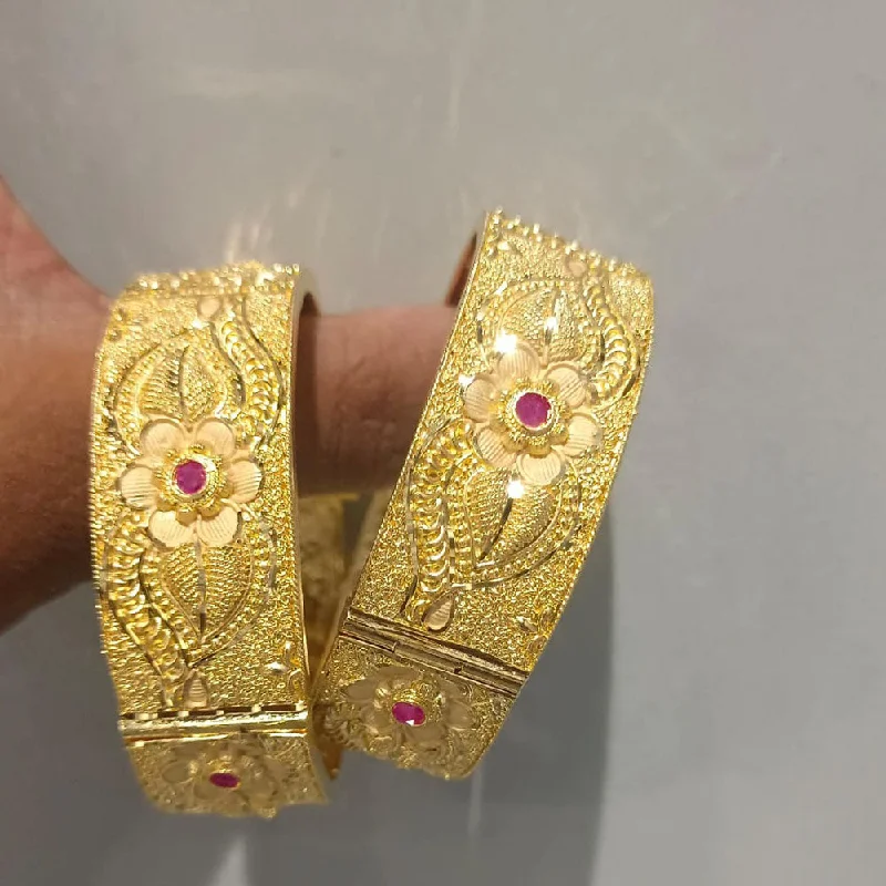 Elegant Custom Bangles For Bridal Fashion-Pari Art Jewellery Forming Gold Openable Bangle Set