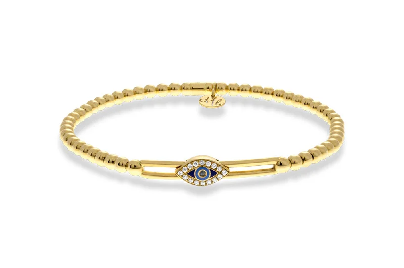 Vintage Silver Bracelets For Special Events-Hulchi Belluni 18K Yellow Gold Diamond & Sapphire Evil Eye Bracelet - 20373A-YSW