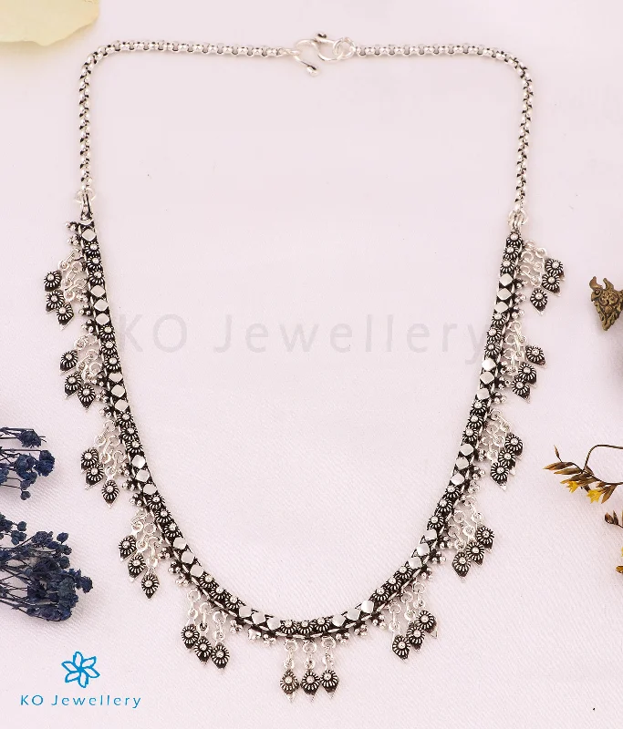 Luxury Diamond Necklace For Formal Events-The Nysa Silver Antique Necklace