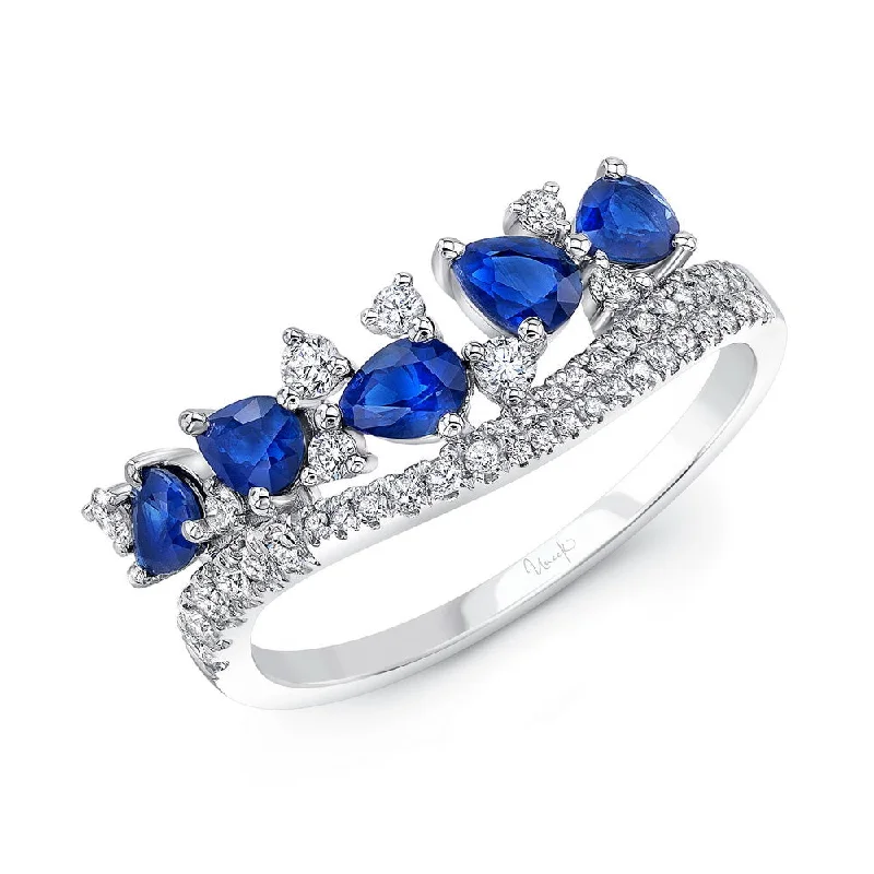 Sparkling Engagement Rings With Colored Gemstones-Uneek Precious Collection Marquise Blue Sapphire Fashion Ring